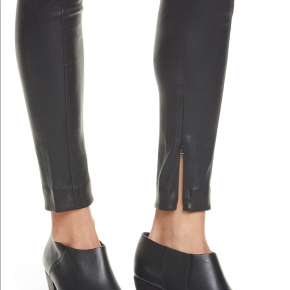 POLO RALPH LAUREN LAMB LEATHER STRETCH LEGGINGS - Picture 2 of 8